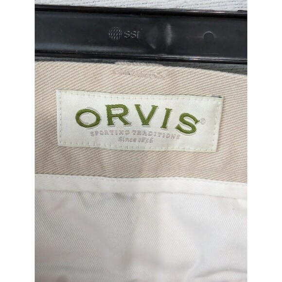 Orvis Sporting Traditions Jeans Tan and Leather Trim Men's Size 36x32 - Picture 7 of 10